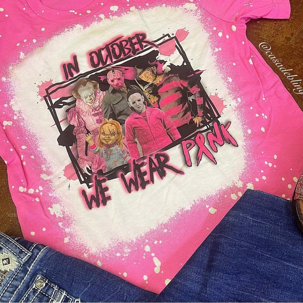 In October we Wear Pink Tee runs true to size (halloween)